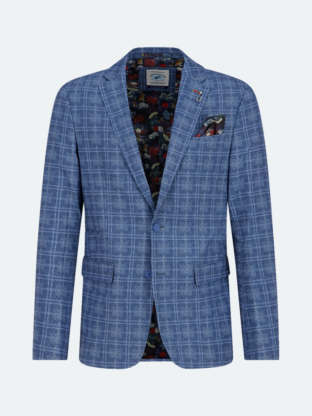 Travel Check Blazer in Night Sky Blue