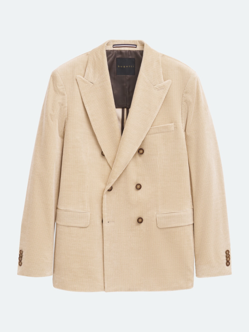 Bugatti - Bugatti Gold Corduroy Double Breasted Blazer in Sand