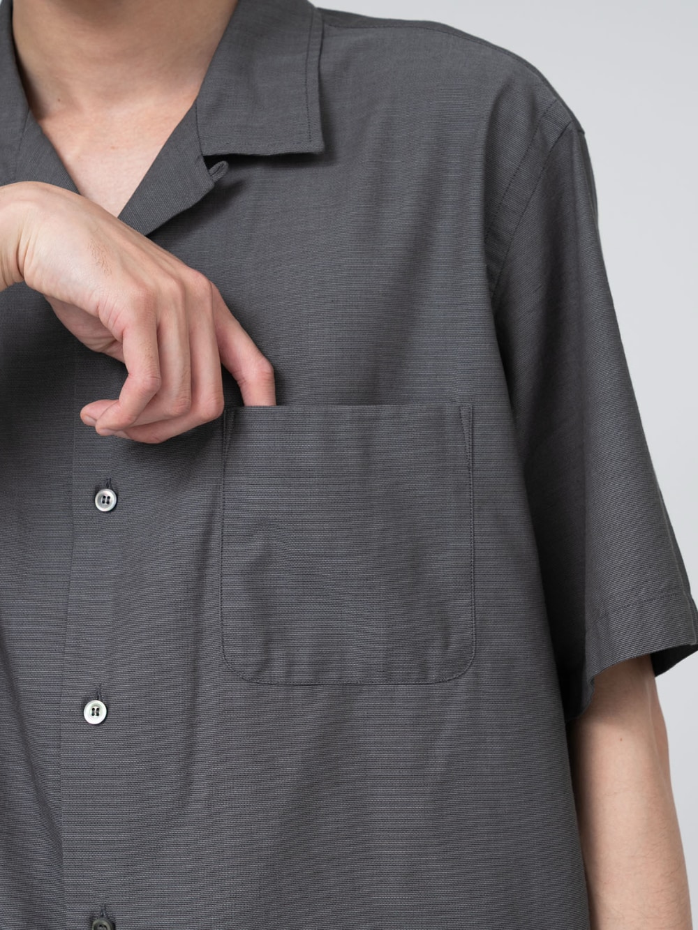 トップス MEER. OPEN COLLAR SHORT SHIRT /CHARCOAL トップス meer. OPEN COLLAR SHORT SHIRT(CHARCOAL) Open Collar