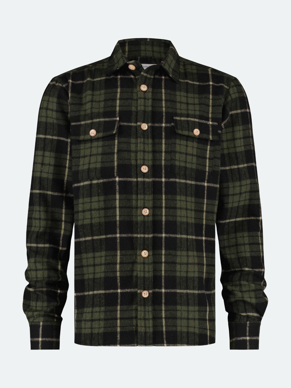 A Fish Named Fred - Check Overshirt in Dark Green and Black