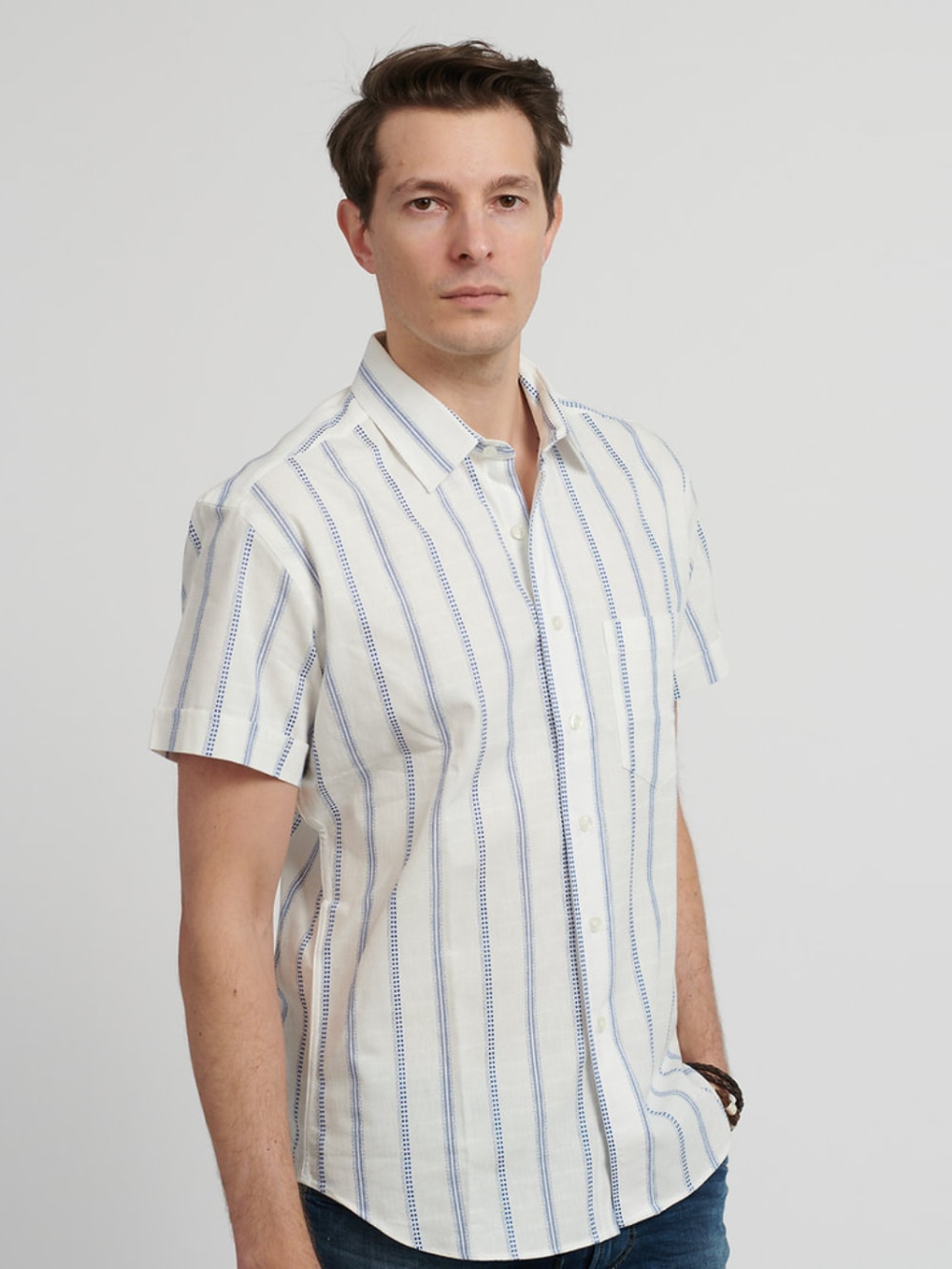 Kovalum - Miles - White with Navy Stripe