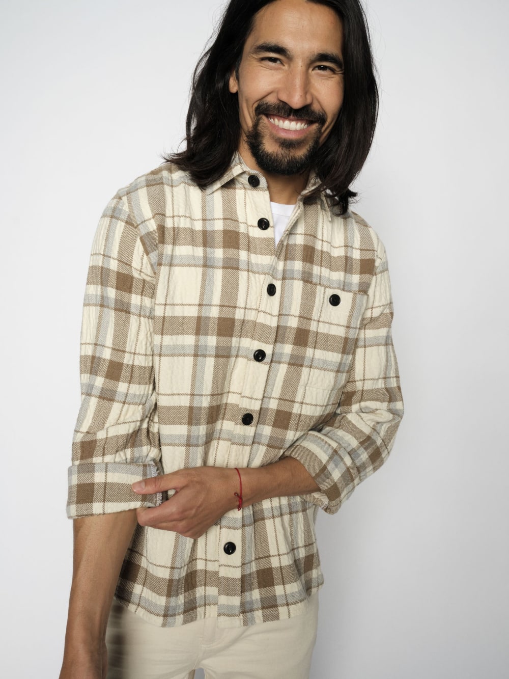 Mos Mosh Gallery - David Check Overshirt - Ecru