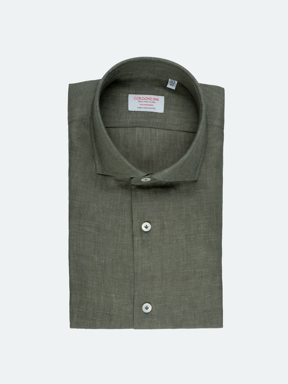 Cordone 1956 - Linen Slim Fit Shirt in Olive Green