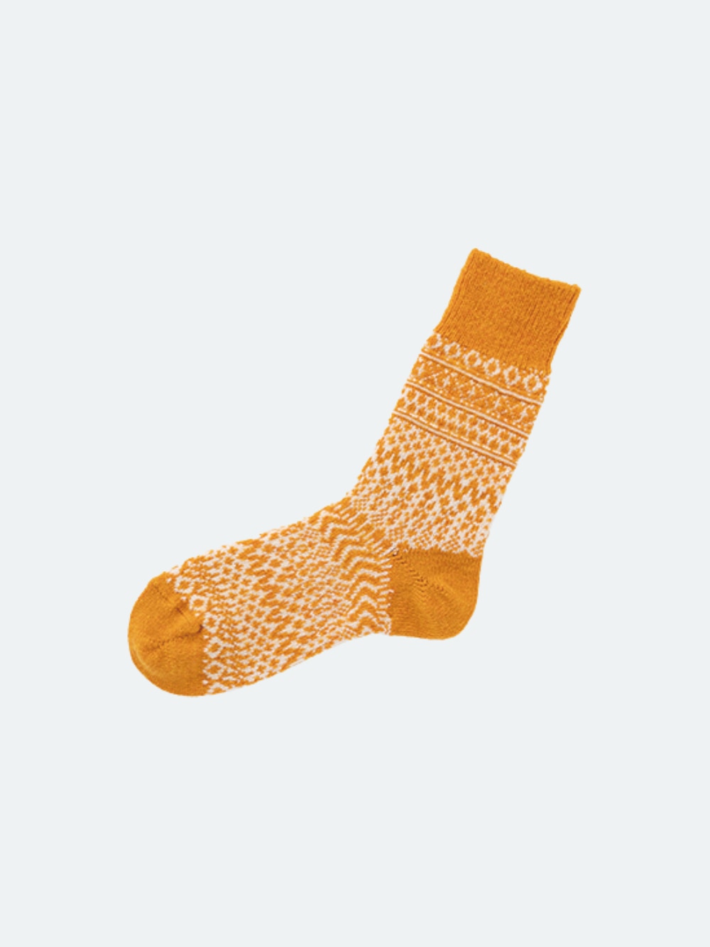 Nishiguchi Kutsushita - Wool Jacquard Socks - Lantern Orange