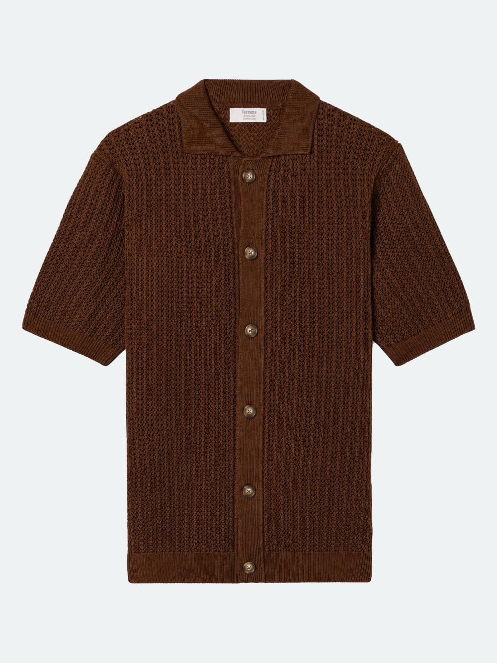 Royal Red Open Weave Short Sleeve Shirt - Brown