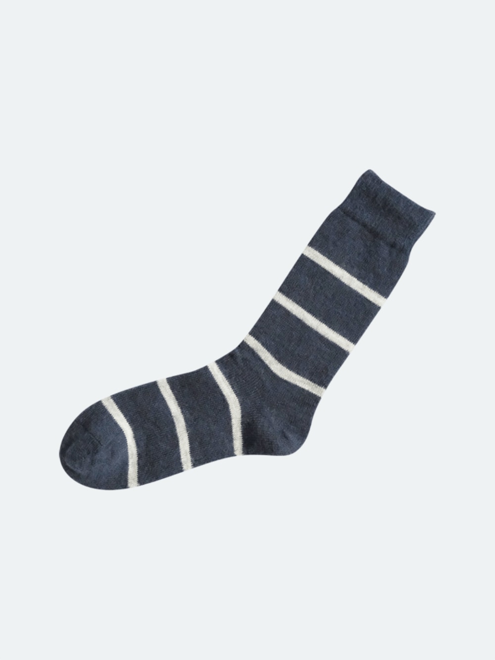 Nishiguchi Kutsushita - Mohair Wool Border Socks - Navy