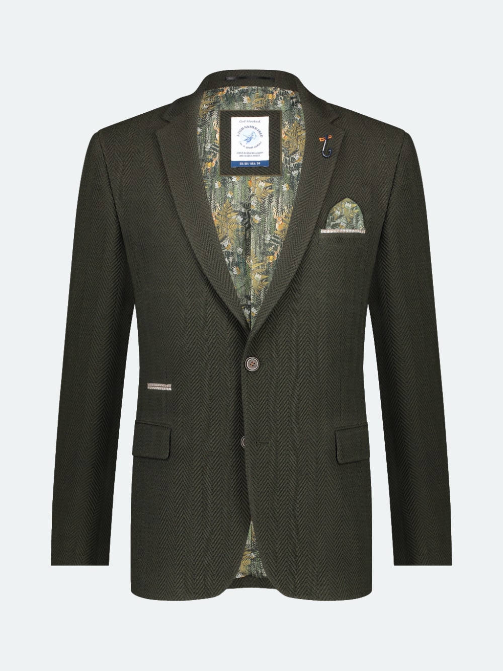 A Fish Named Fred - Herringbone Blazer in Dark Green
