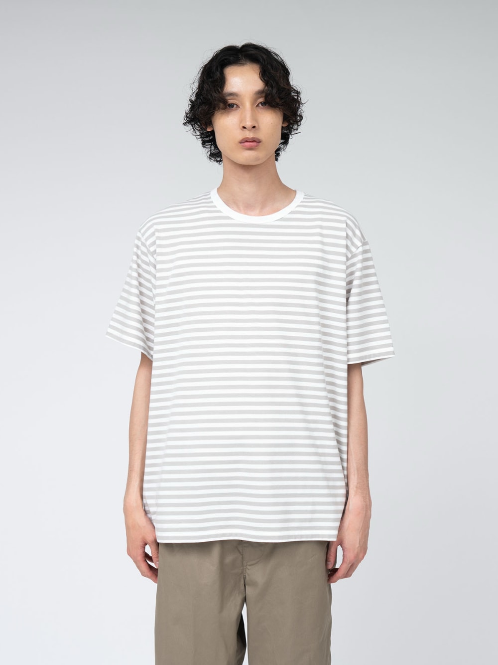 Nanamica - Coolmax Stripe Jersey Tee - Sand Beige X White