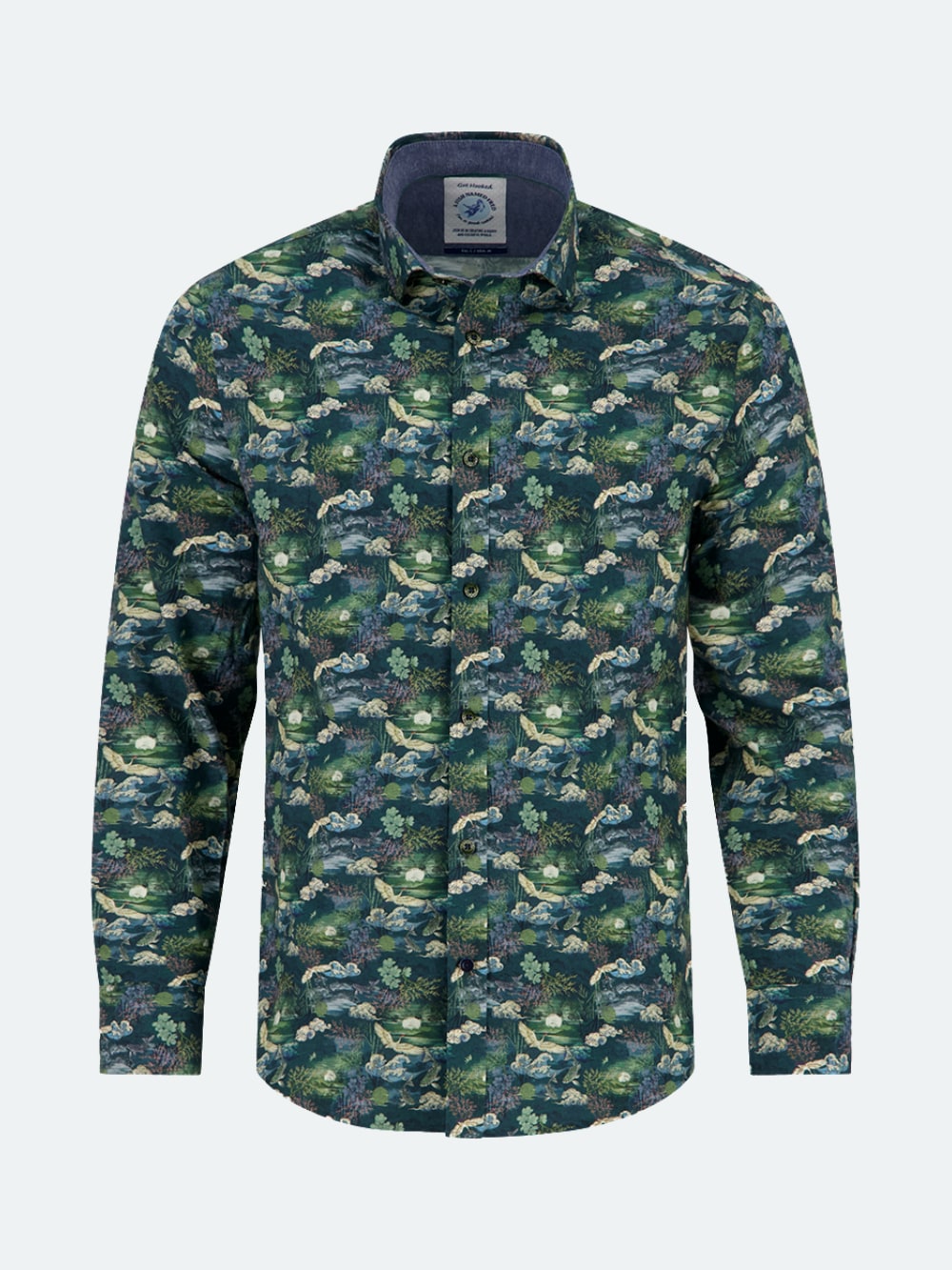 A Fish Named Fred - Japanese Landscape Shirt in Dark Green