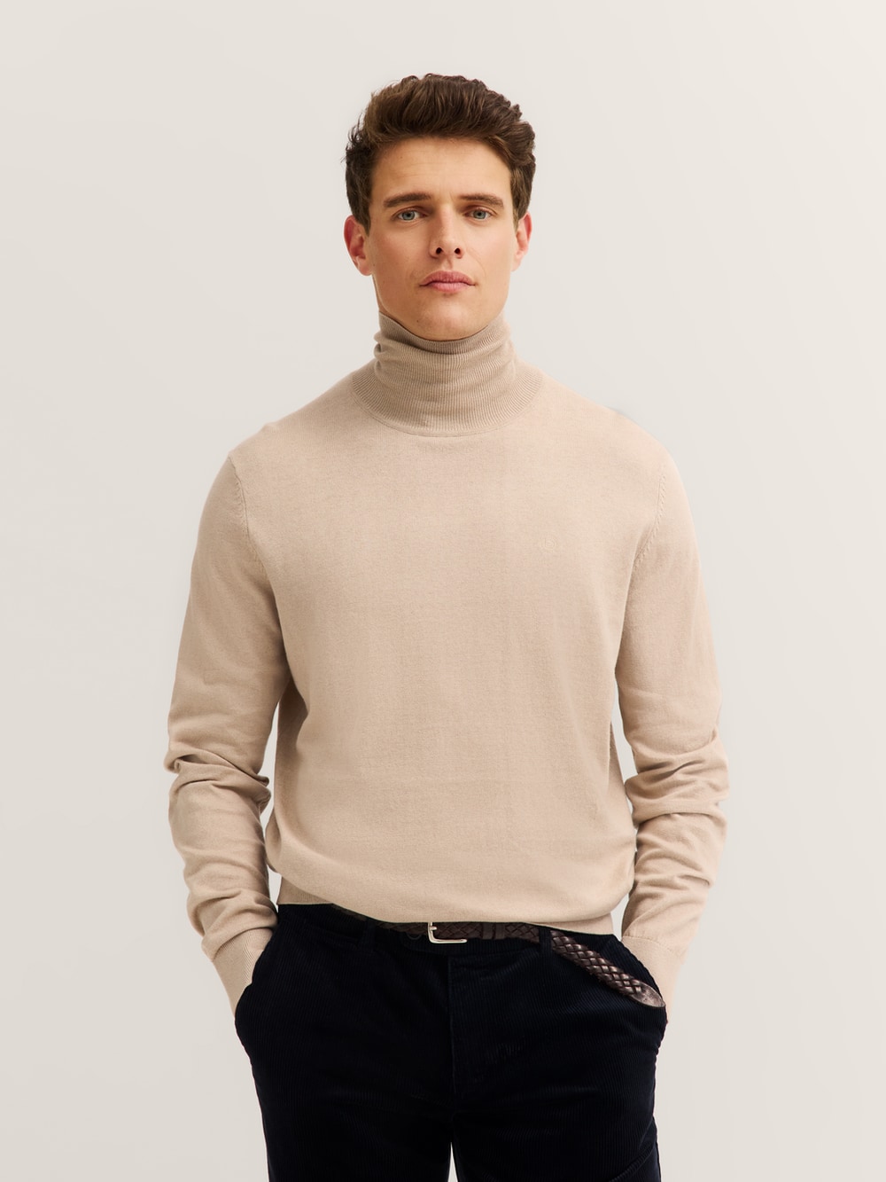 Bugatti - Cotton Cashmere Blend Turtleneck in Sand