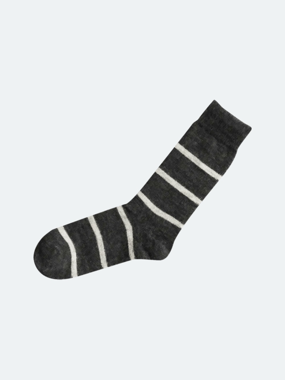 Nishiguchi Kutsushita - Mohair Wool Border Socks - Charcoal