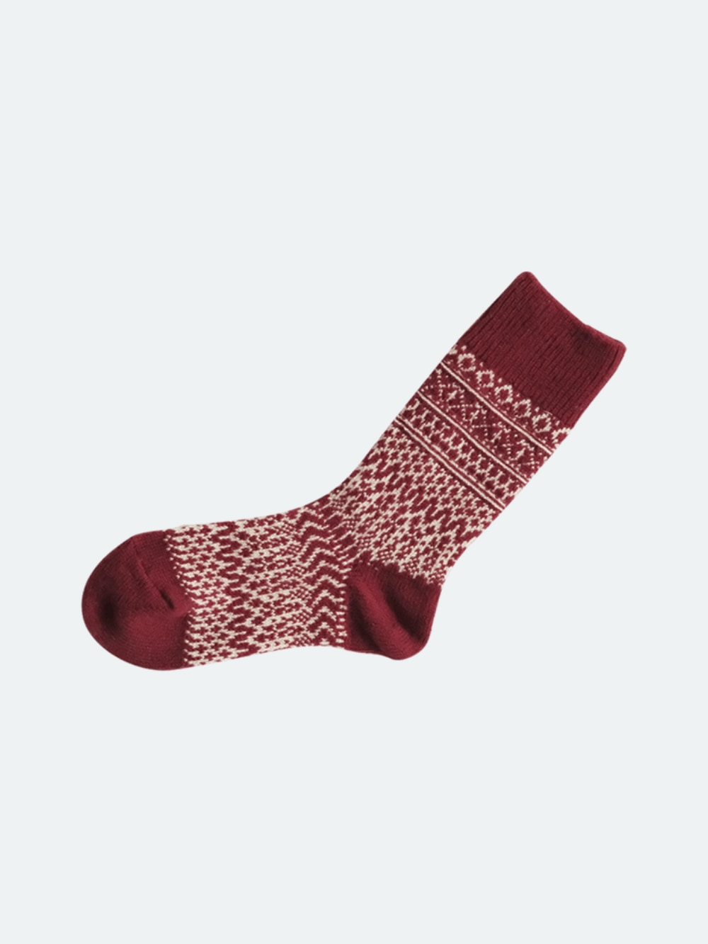 Wool Jacquard Socks - Wine