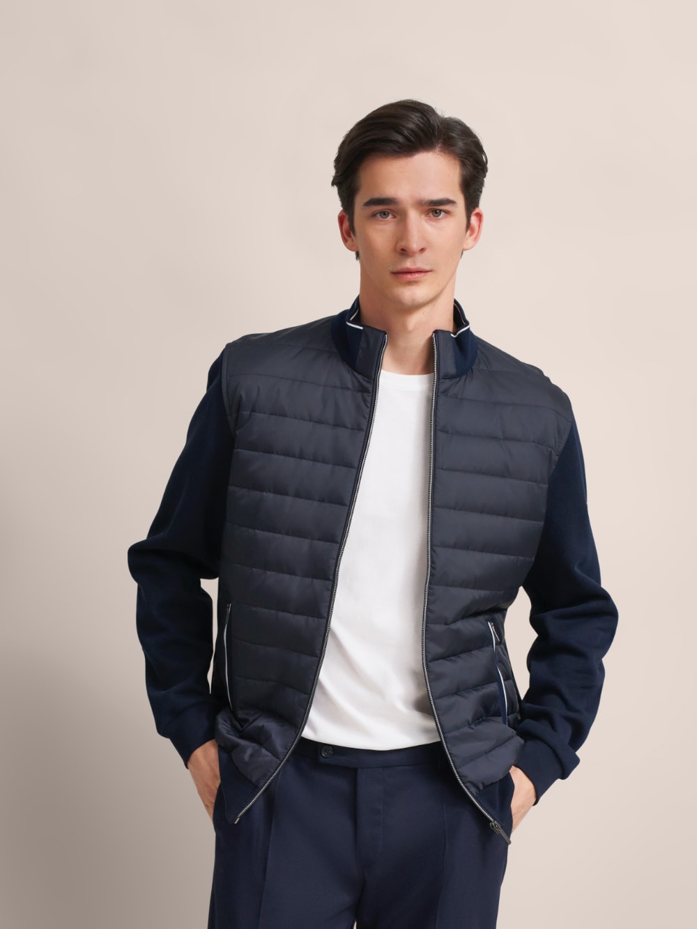 Bugatti - Hybrid Quilted Front Jacket in Navy