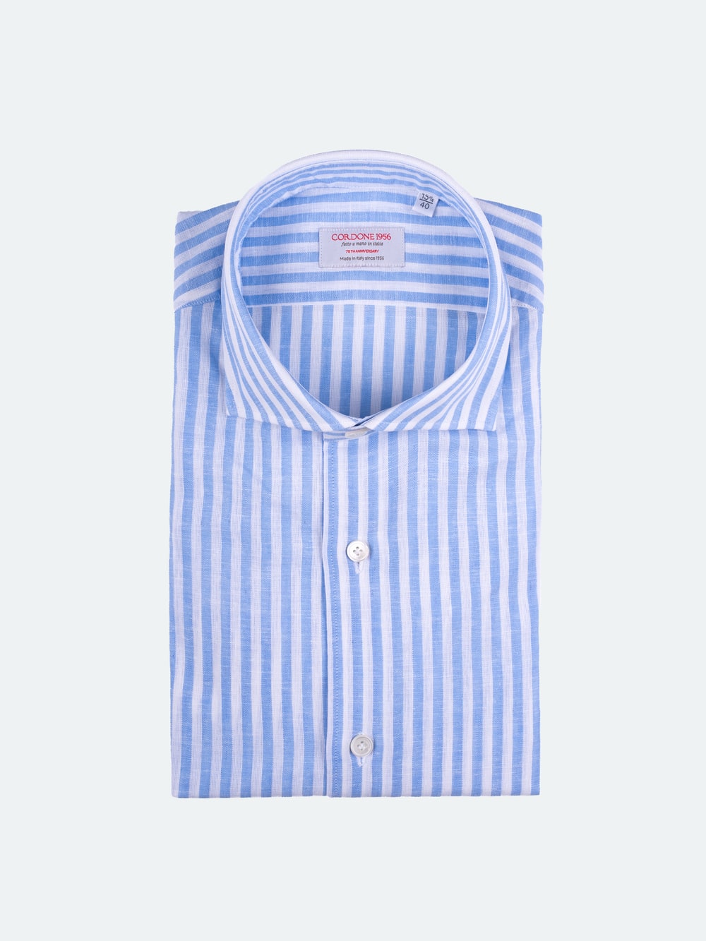 Cordone 1956 - Linen Striped Slim Fit Shirt in Azure