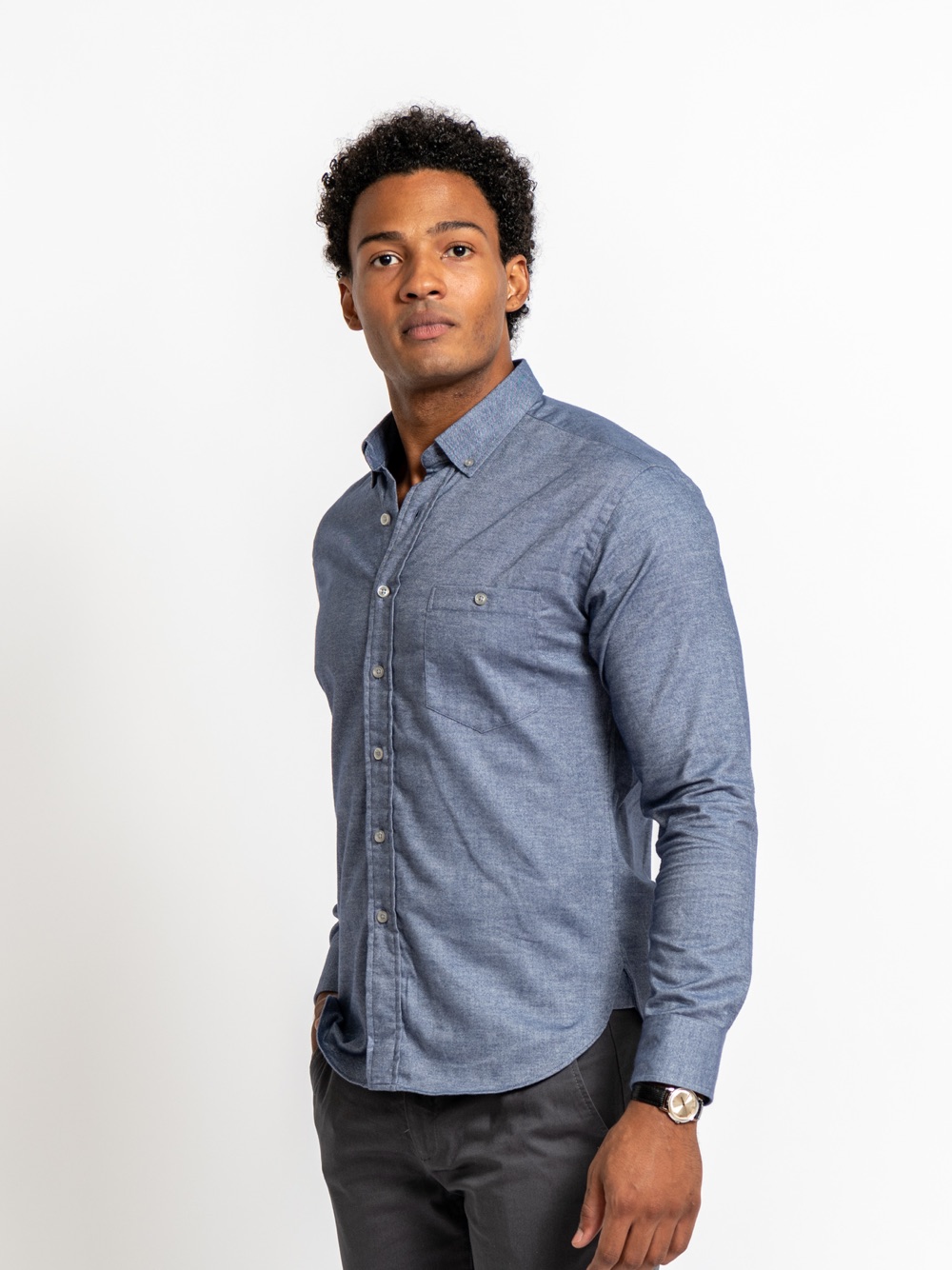 Kovalum - Clark - Blue Brushed Cotton Twill