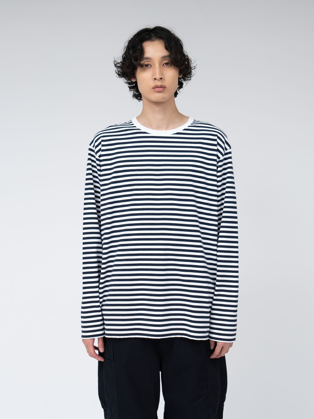 Nanamica - Coolmax Stripe Jersey Long Sleeve Tee - Navy X White