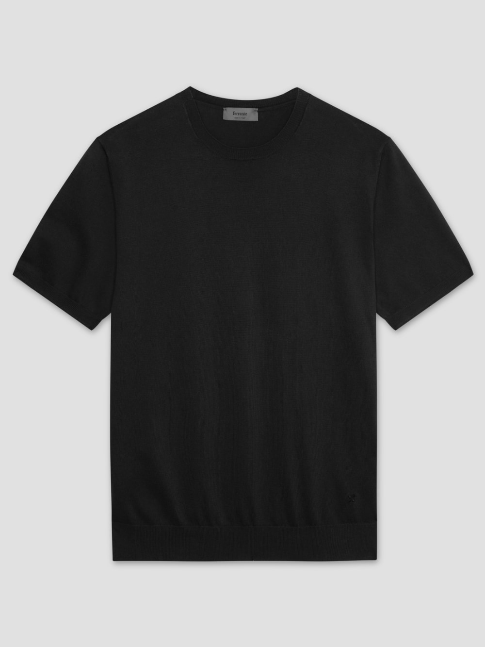 Ferrante - Ice Cotton Garment Dyed Crew Neck - Black