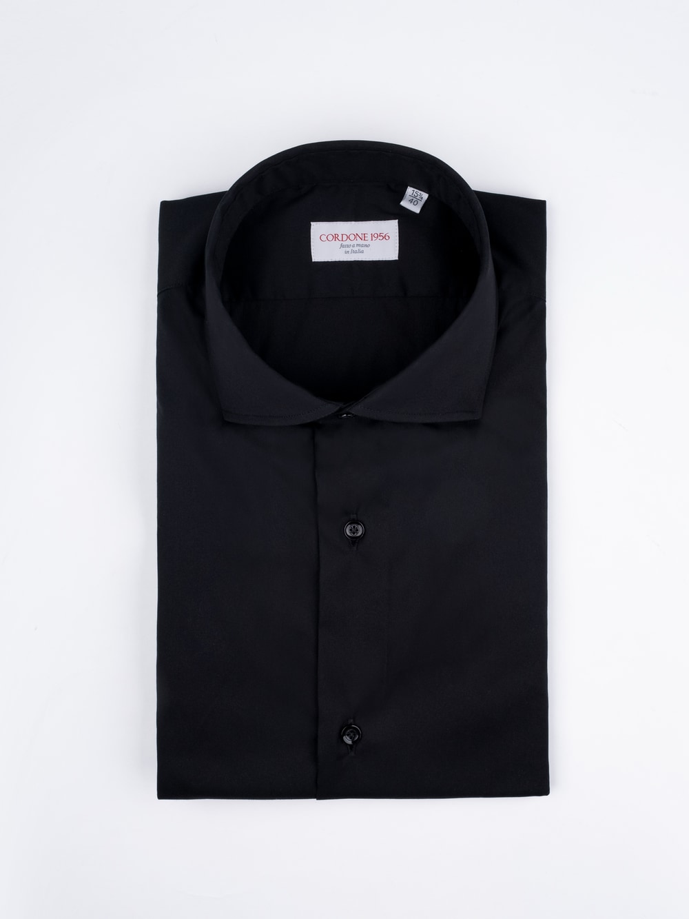 Cordone 1956 - Classic Cotton Stretch Slim Fit Shirt in Black