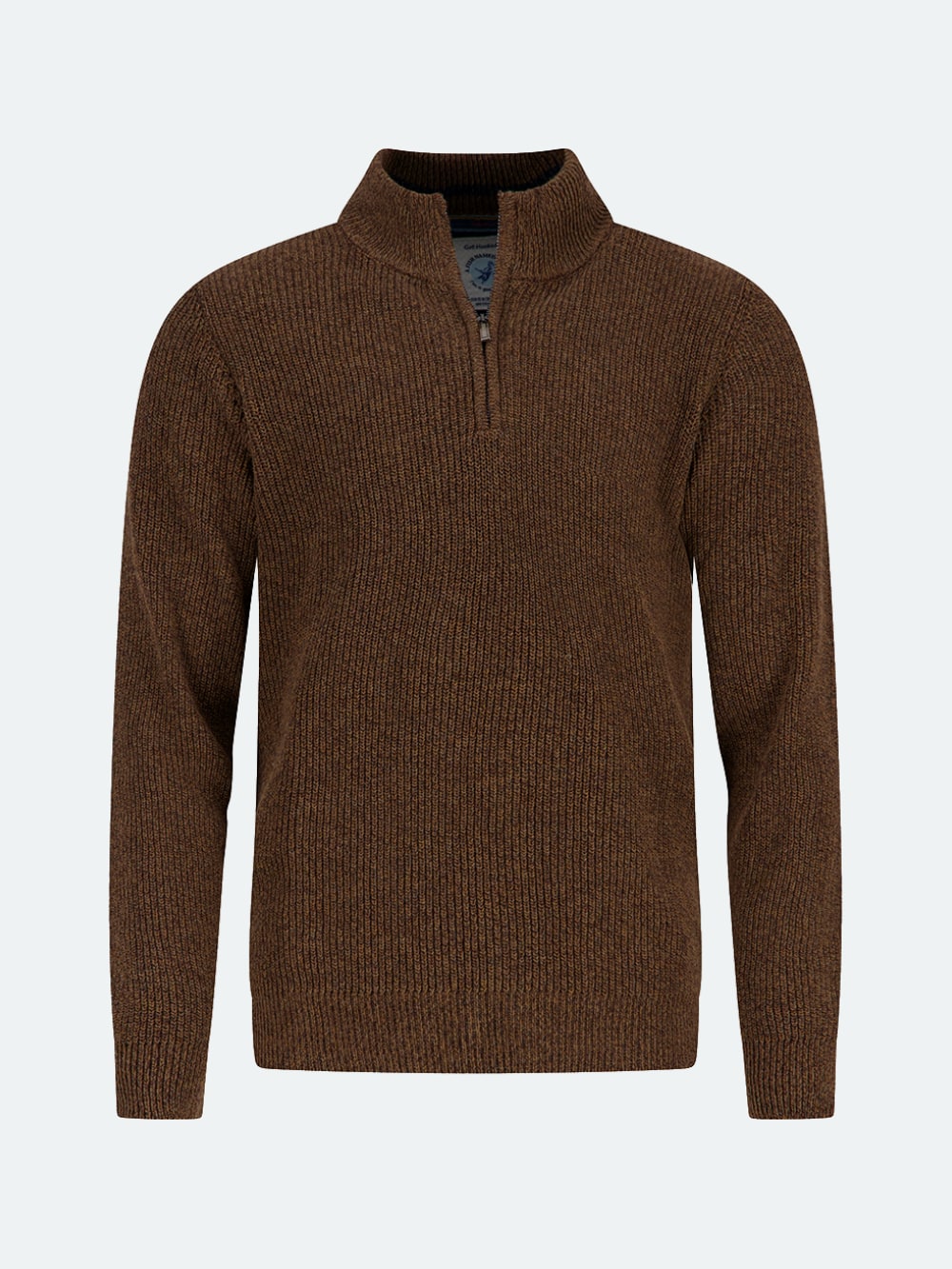 A Fish Named Fred - Mock Zip Pullover in Chocolate Brown