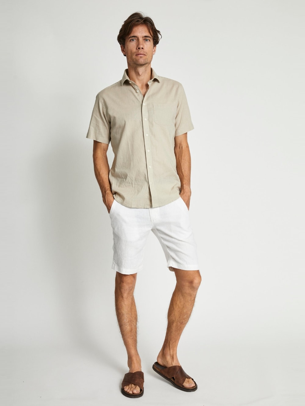 Bruun &amp; Stengade - Abel Linen Shorts in White