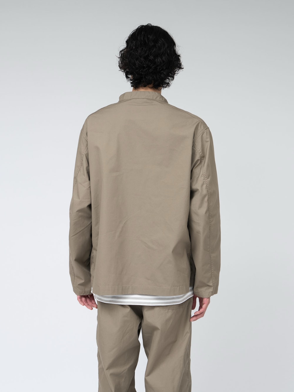 Nanamica: Band Collar Shirt Jacket - Taupe | Gotengo Menswear