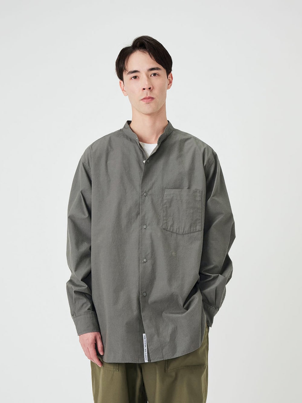 Nanamica - Band Collar Wind Shirt - Charcoal