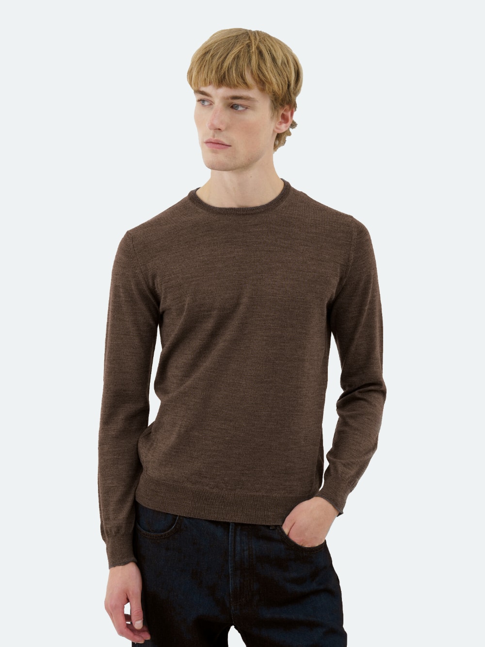 Ferrante - Merino Wool Crew Neck Sweater - Brown