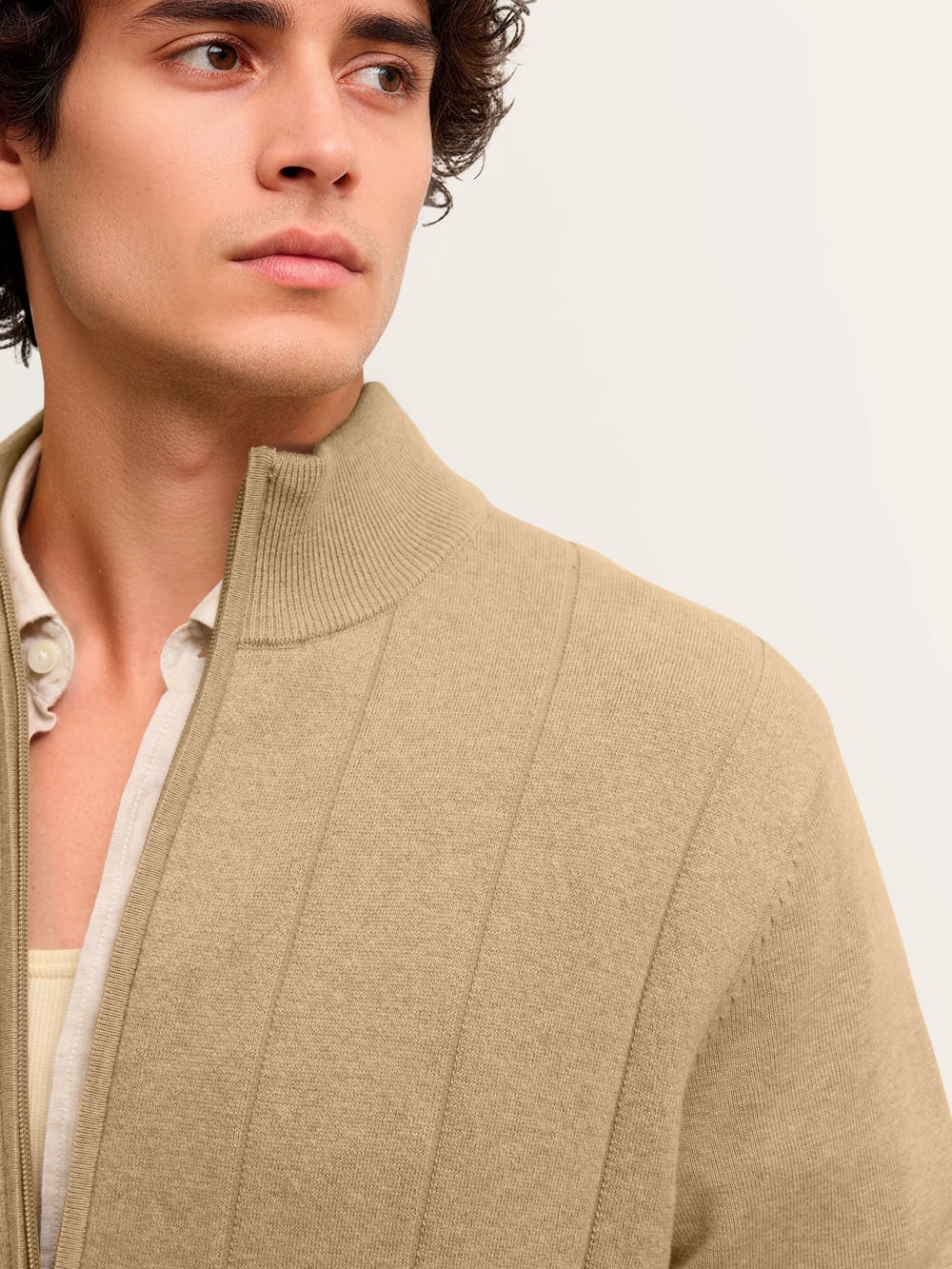 Textured Cardigan in Beige