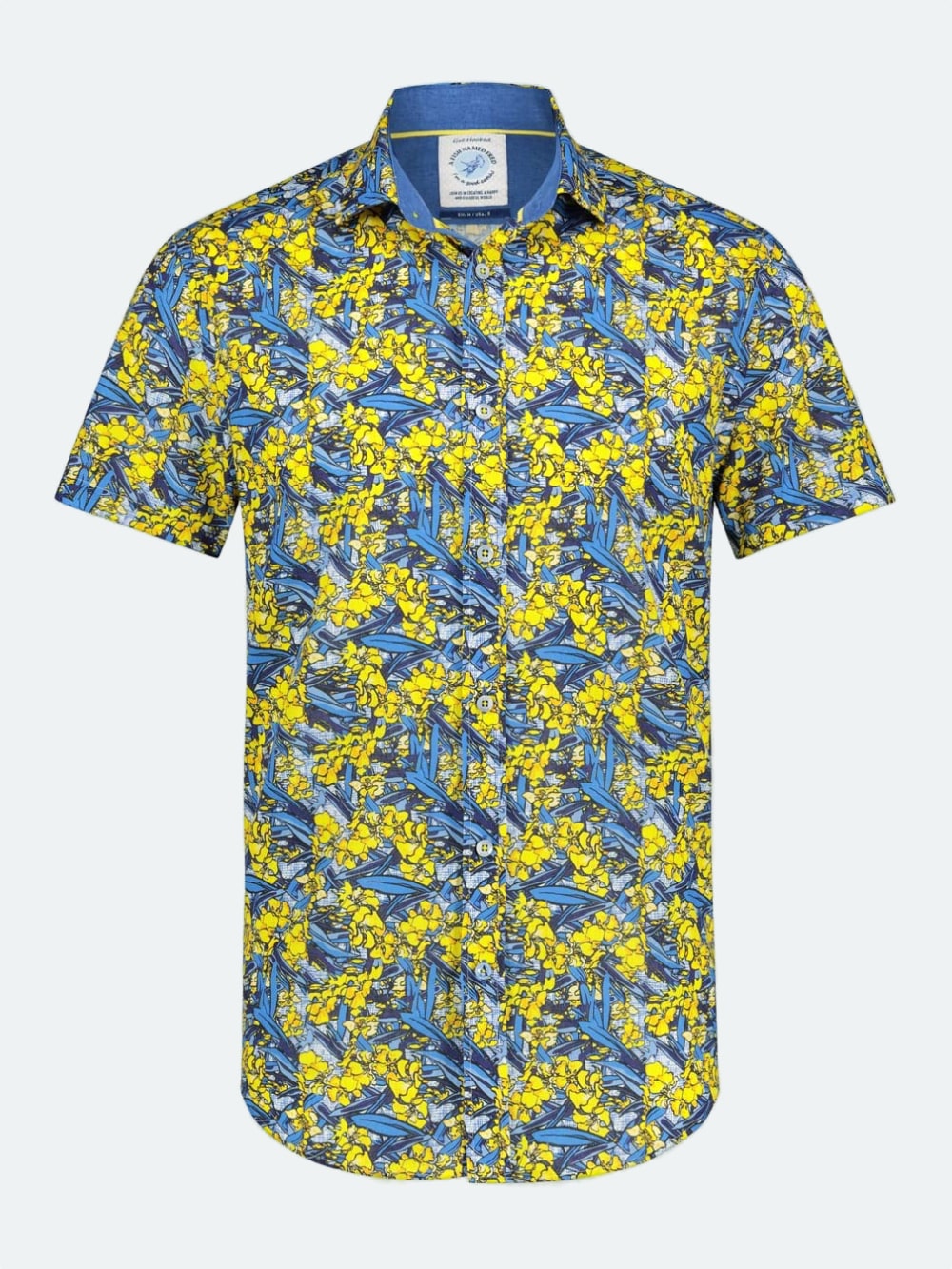 A Fish Named Fred - Oleander Short Sleeve Shirt in Blue and Yellow