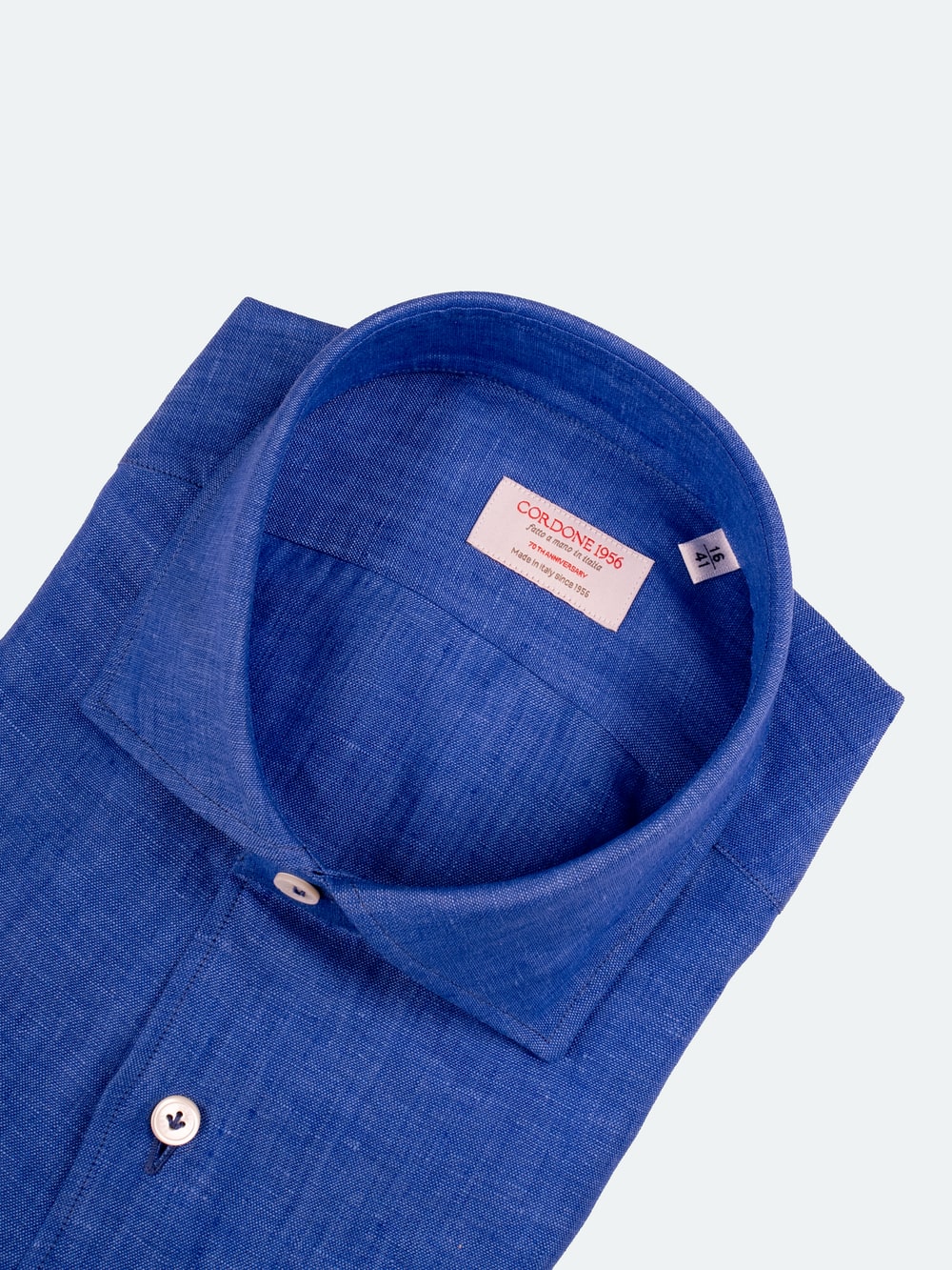 Linen Slim Fit Shirt in Cobalt Blue