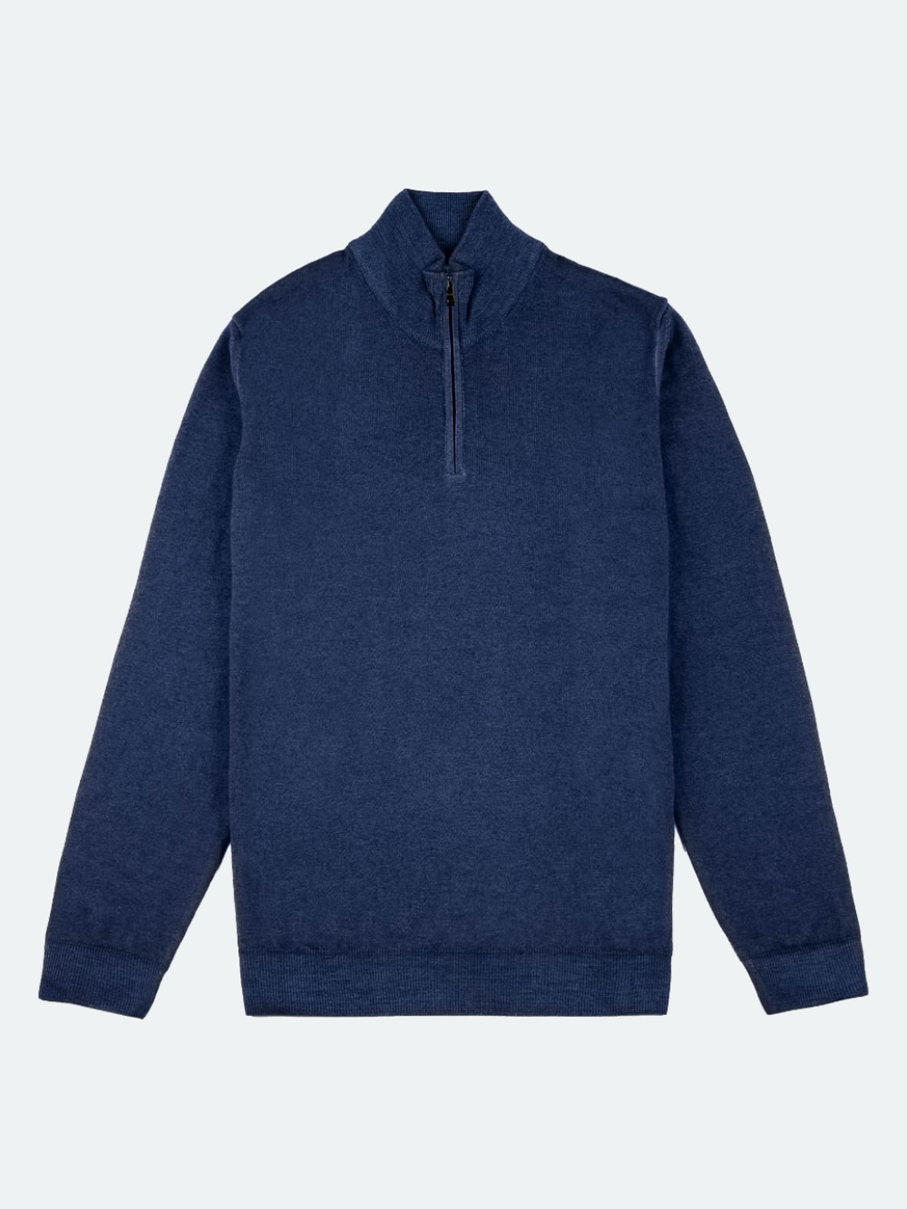 トップス ferrante / half zip wool knit sweater M Ferrante: Serafino Quarter Zip Sweater - Blue | Gotengo Menswear