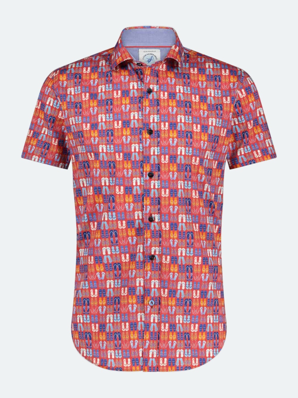 A Fish Named Fred - Flip Flops Short Sleeve Shirt in Ruby Red