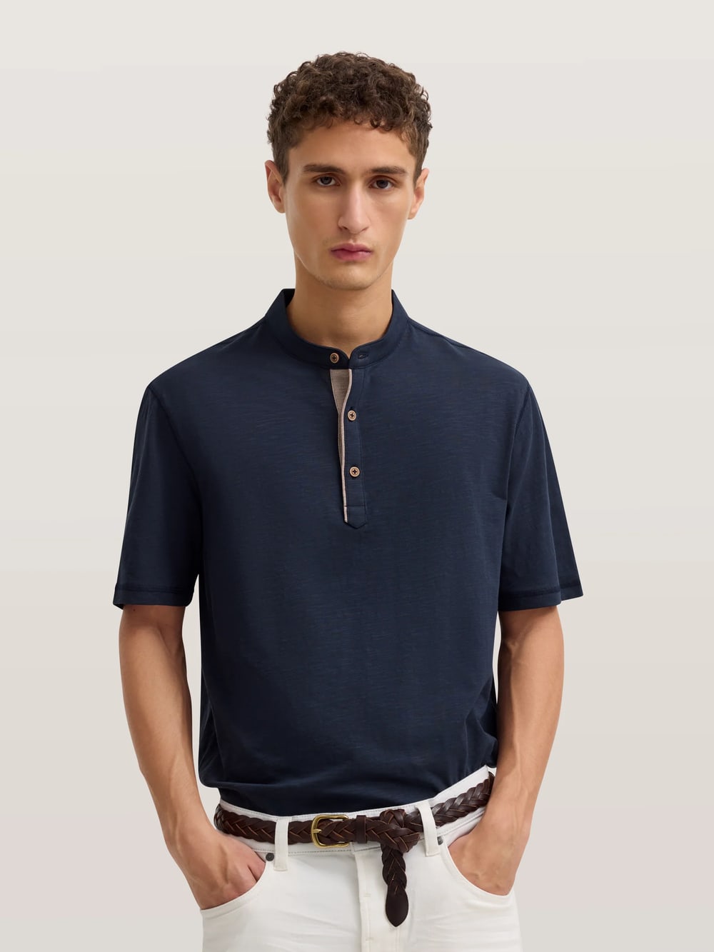 Bugatti - Standup Collar Polo in Navy