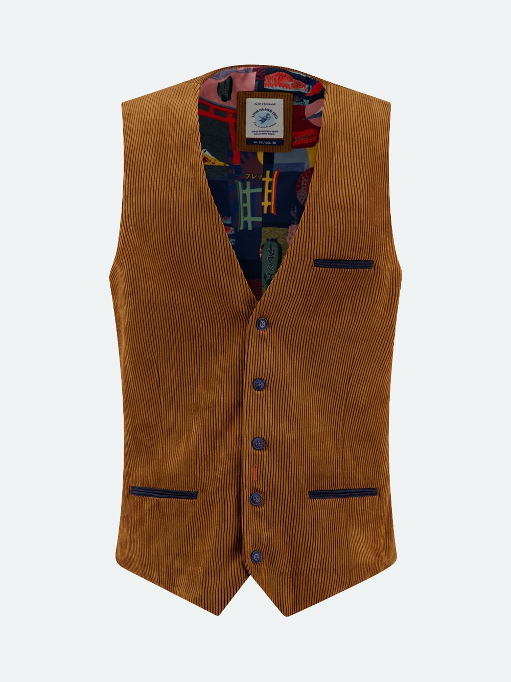 A Fish Named Fred - Ribbed Waistcoat in Cognac