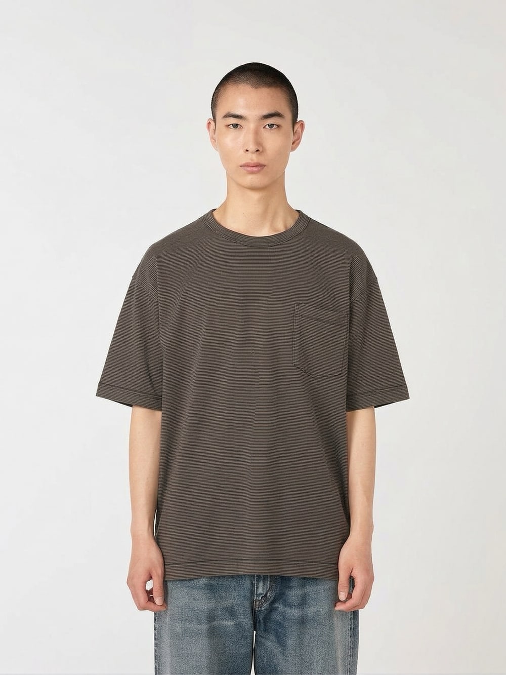 Nanamica - Micro Stripe Pocket Tee - Black X Grey
