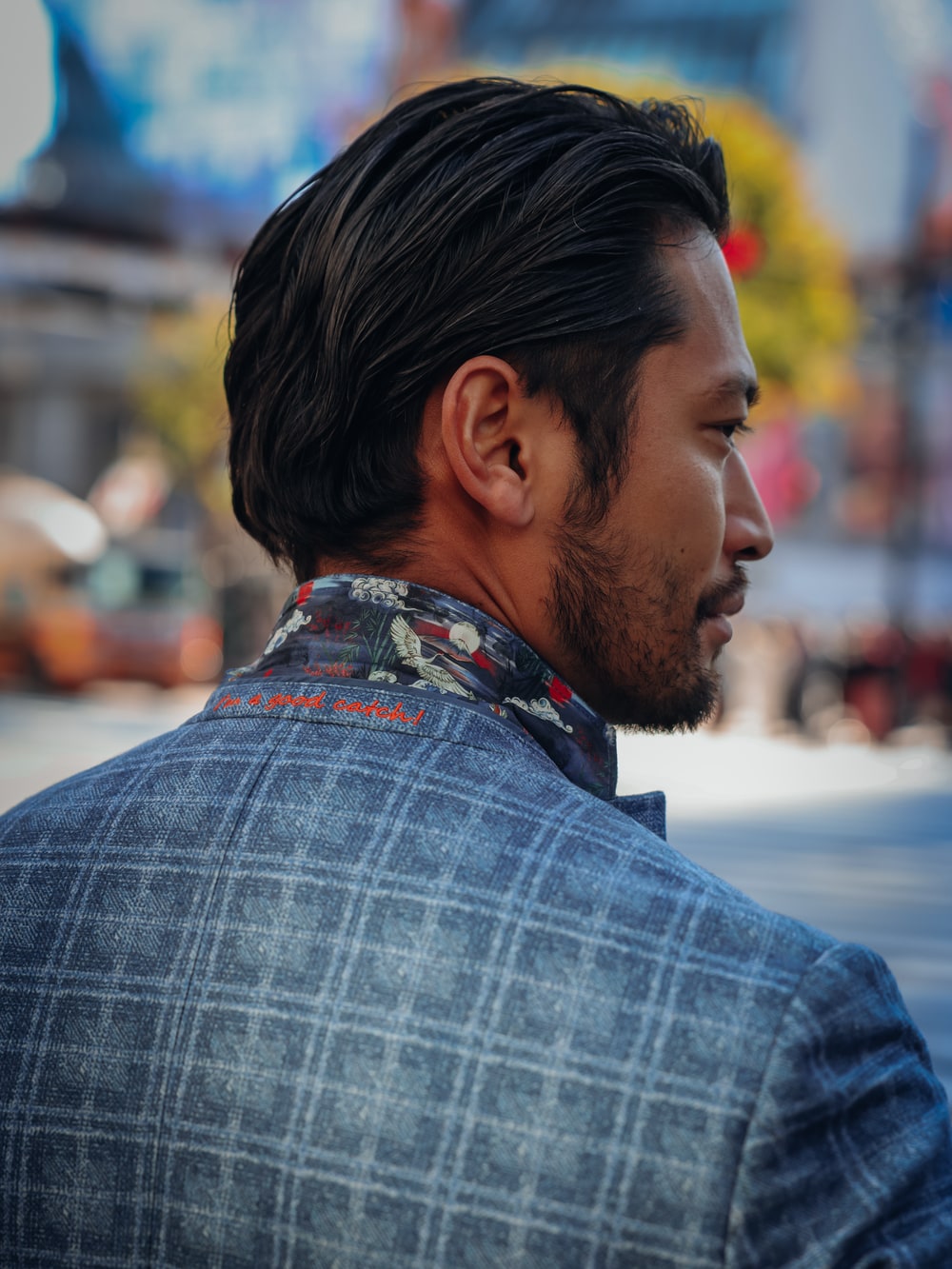Travel Check Blazer in Night Sky Blue