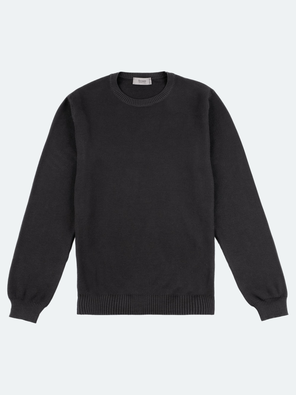 Ferrante - Garment Dyed Honeycomb Crew Neck - Black
