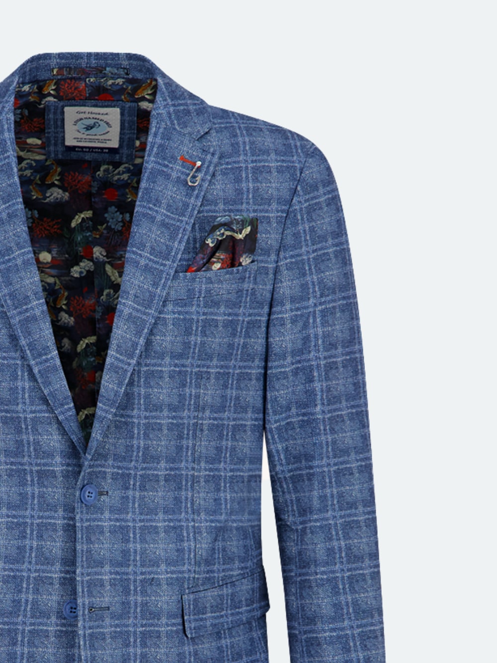 Travel Check Blazer in Night Sky Blue