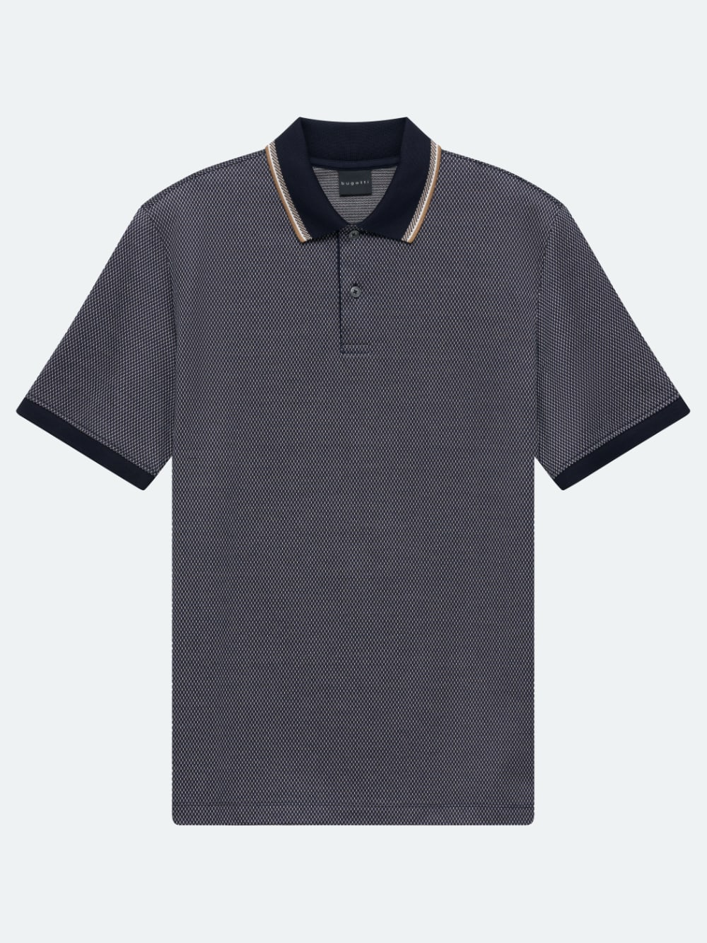 Honeycomb Pattern Polo in Navy and Beige