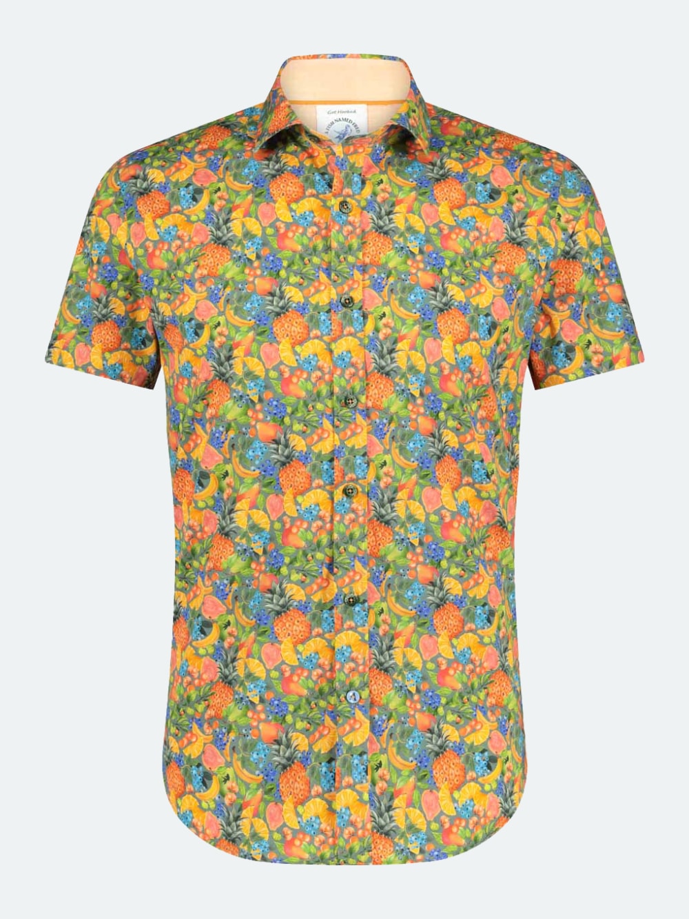 A Fish Named Fred - Tropical Fruits Short Sleeve Shirt in Forest Green