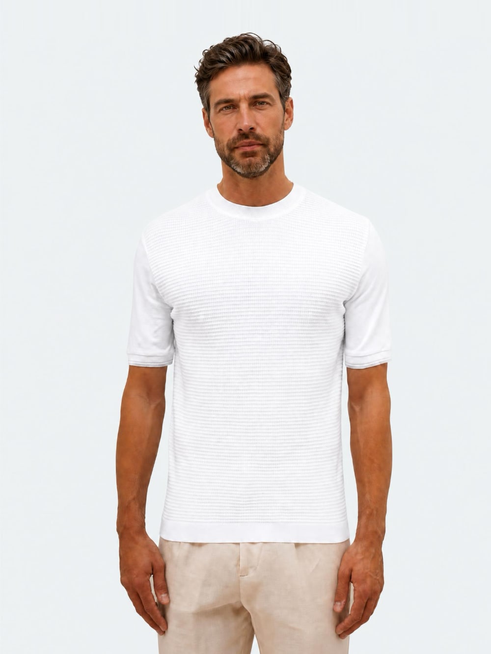 Ferrante - Waffle Stitch T Shirt - White