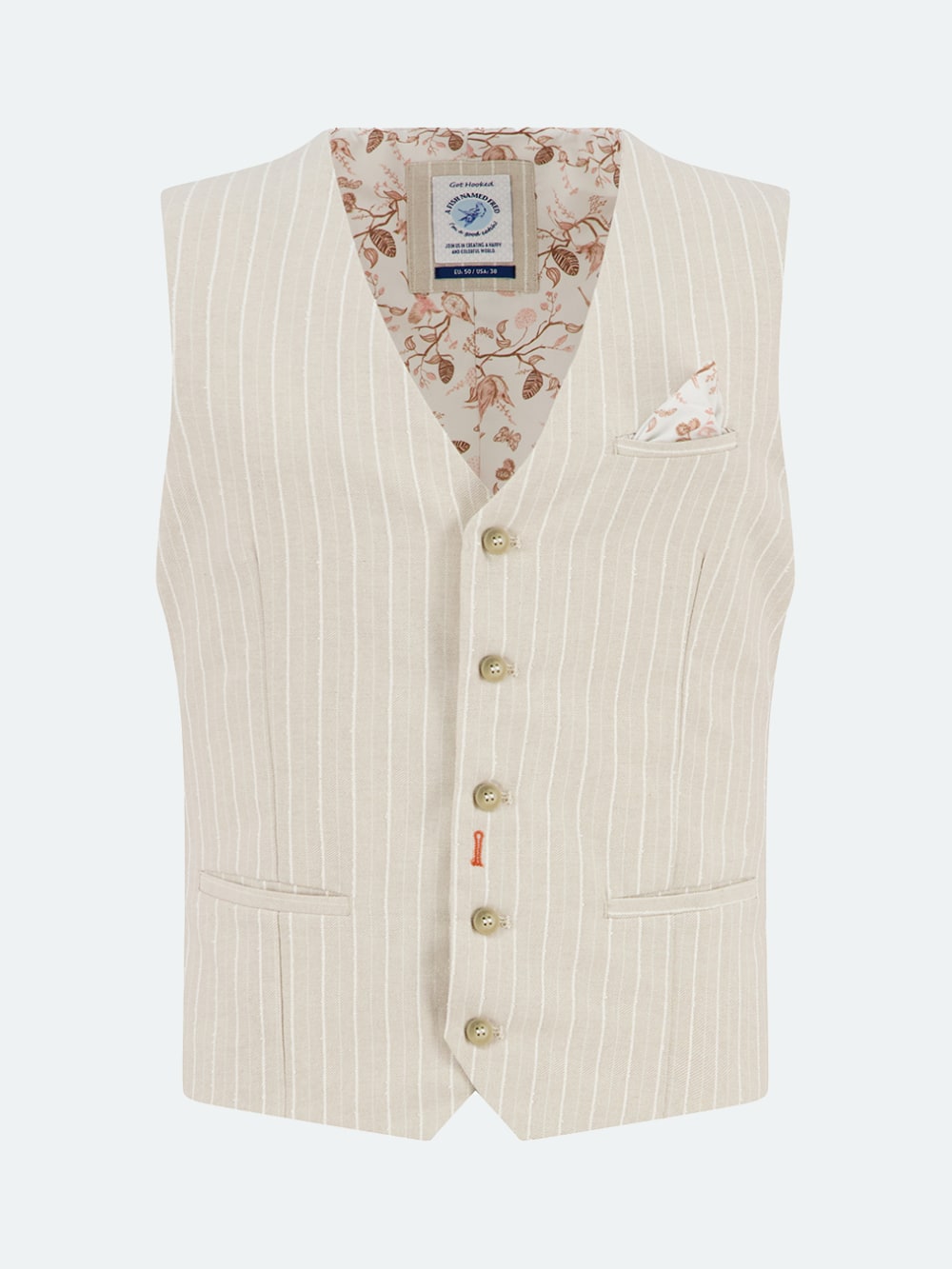 A Fish Named Fred - Striped Structure Waistcoat in Sand