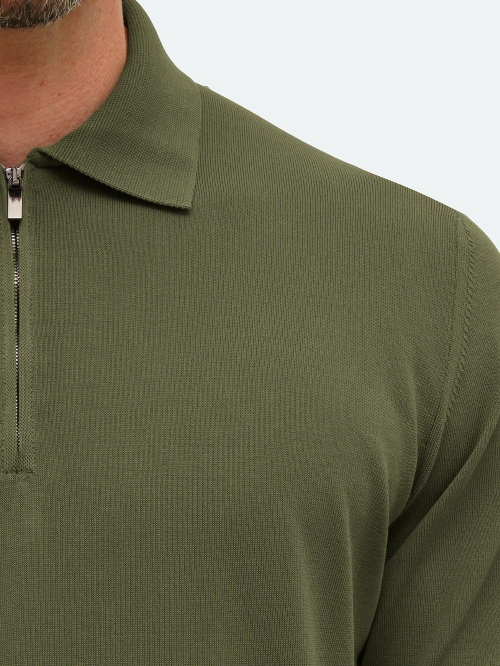 Royal Red Ice Cotton Crepe Polo - Olive