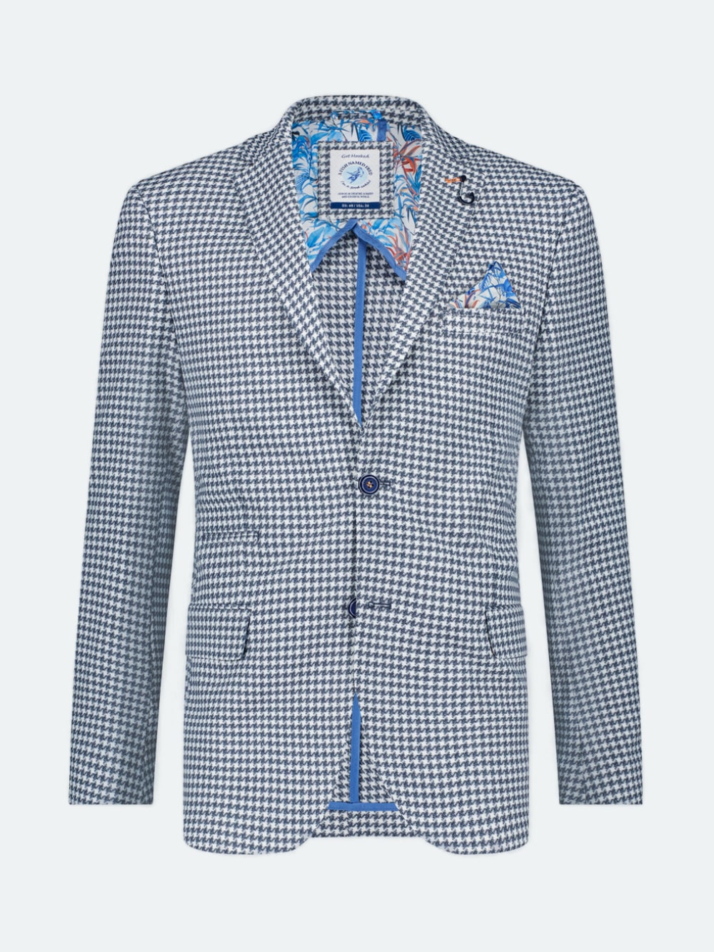 A Fish Named Fred - Houndstooth Pattern Blazer in Cobalt