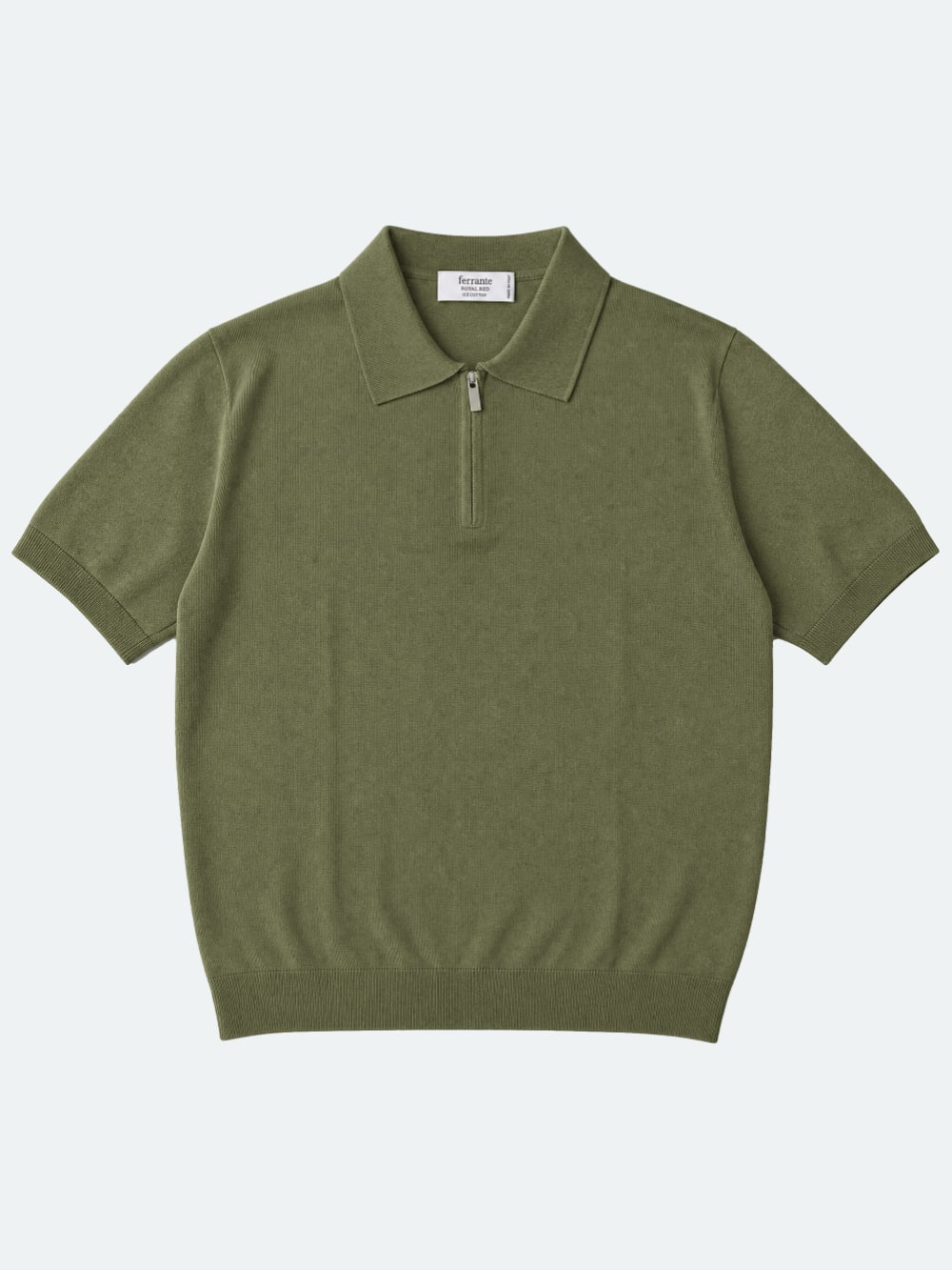 Royal Red Ice Cotton Crepe Polo - Olive