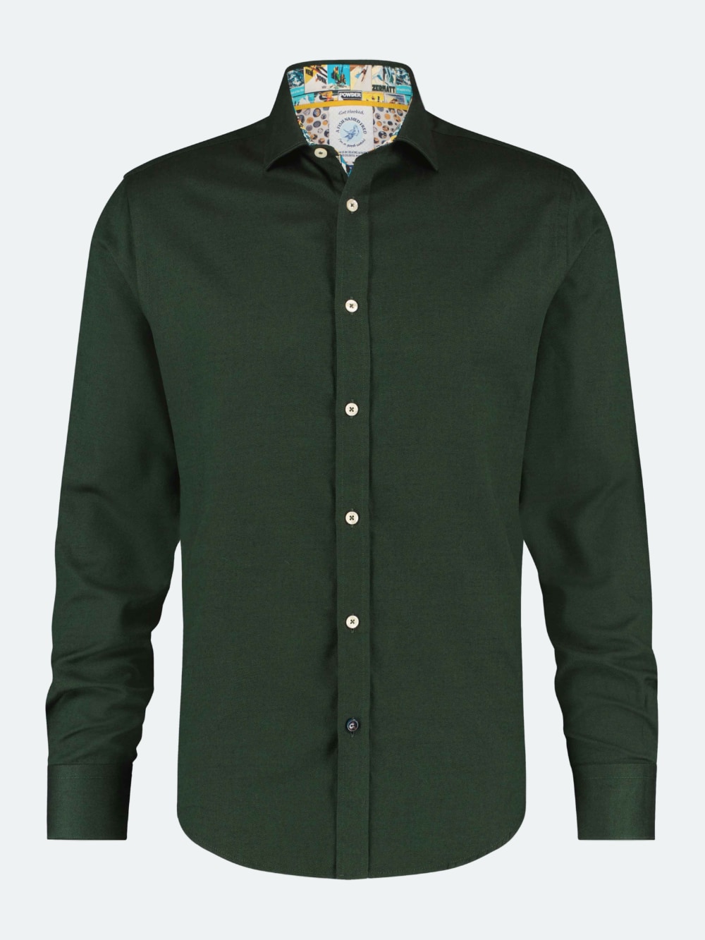 A Fish Named Fred - Brushed Twill Shirt in Dark Green