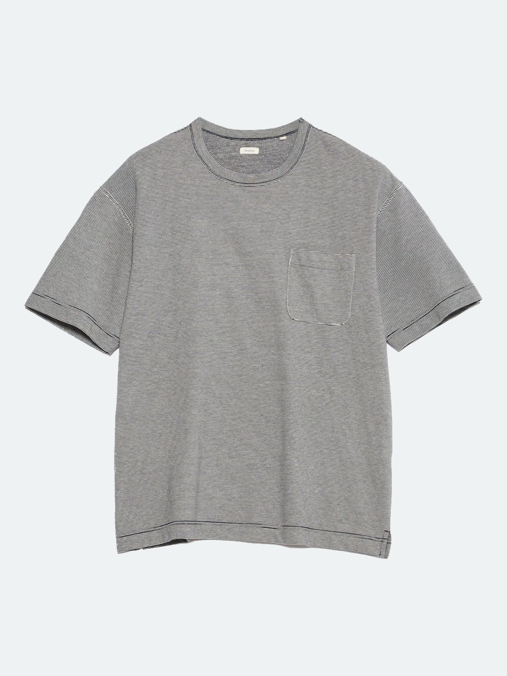 Micro Stripe Pocket Tee - Navy X White