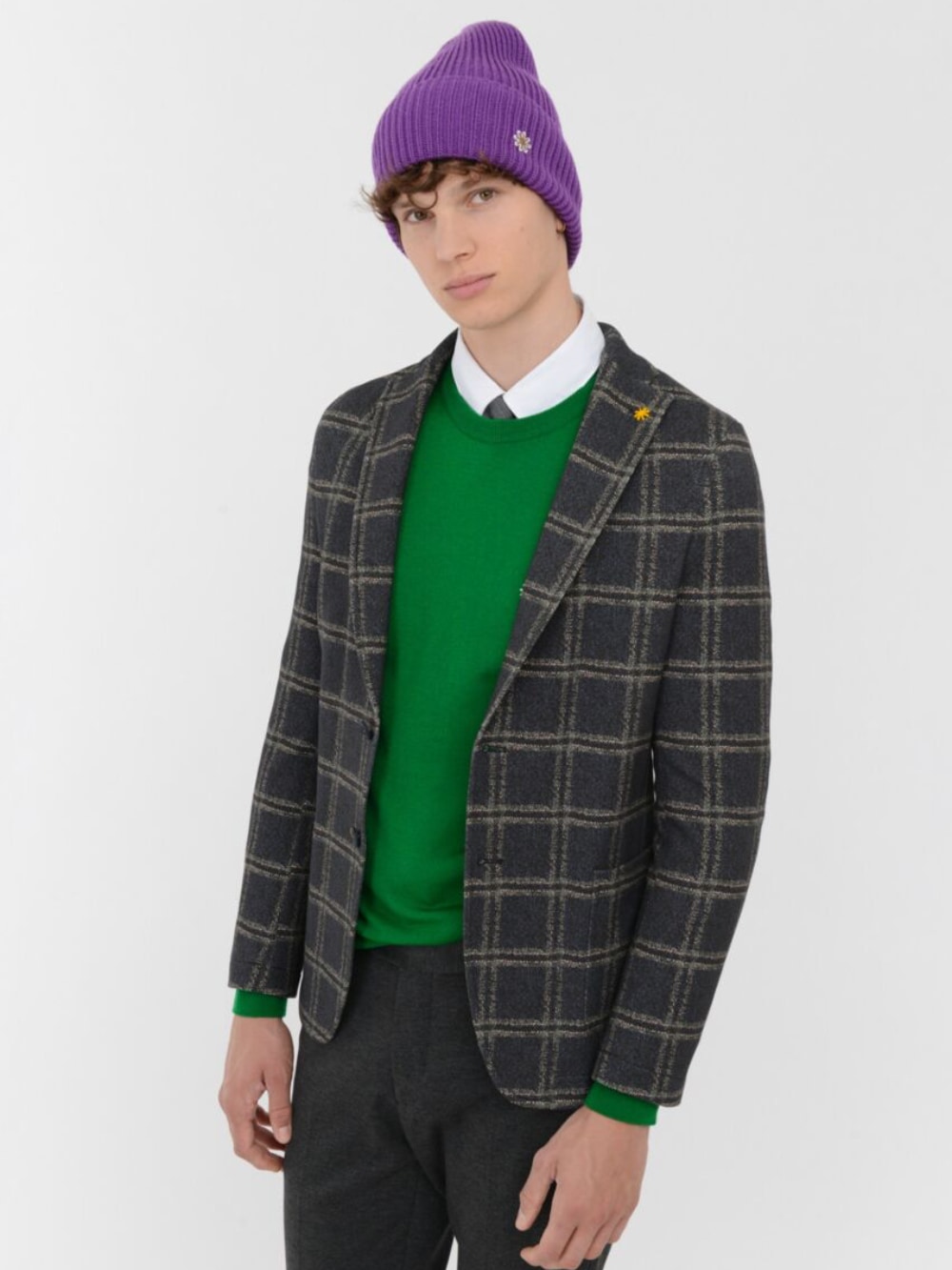 Manuel Ritz - Prince of Wales Stretch Blazer in Blue