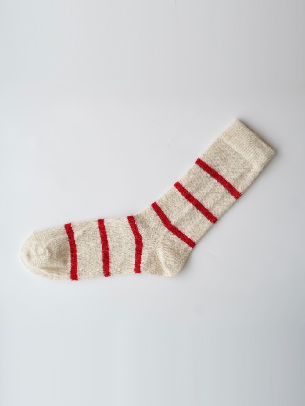 Nishiguchi Kutsushita - Mohair Wool Border Socks - Tower White