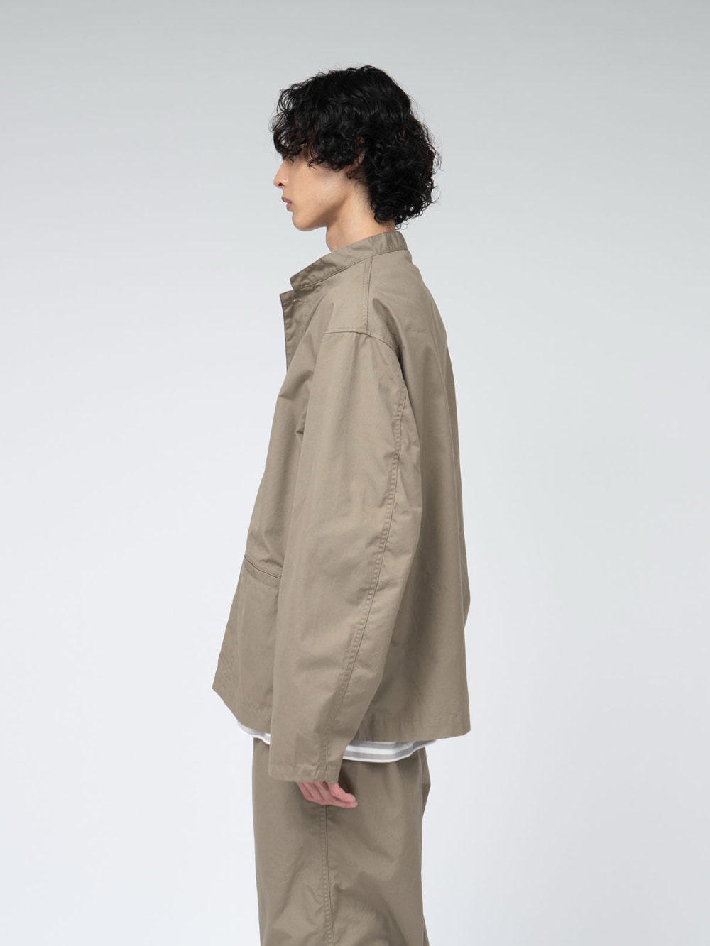 Nanamica: Band Collar Shirt Jacket - Taupe | Gotengo Menswear